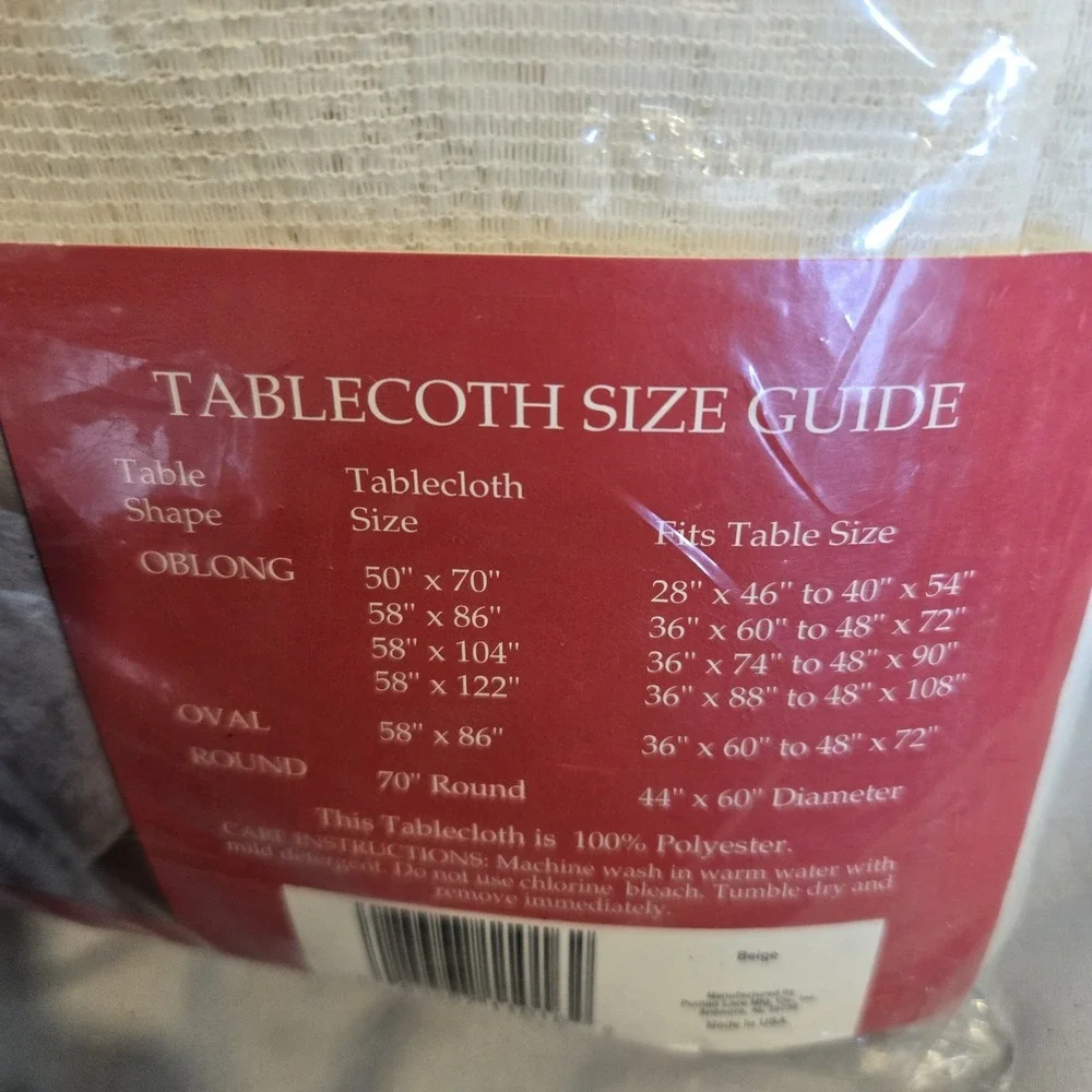 Holiday Time Elegant Holiday Tablecloth 58x104 Beige Christmas Lace USA